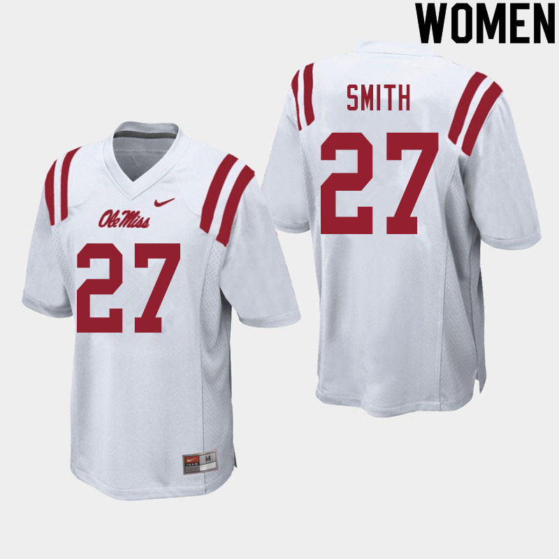 Dallas Smith Ole Miss Rebels NCAA Women's White #27 Stitched Limited College Football Jersey EVD4558SR